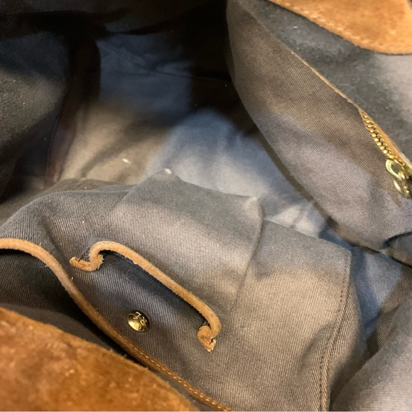 Ralph Lauren Suede Slouchy Hobo Shoulder Bag Logo Gold Plated Accent - Picture 14 of 14